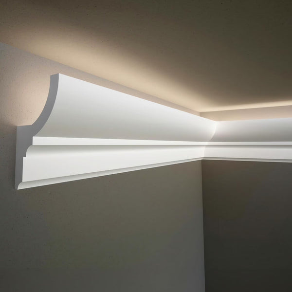 7-Piece Crown Molding with LED Duct Kit, 55.12 ft Waterproof Channel for Ambient Home Accent Lighting and LED Strip Installation
